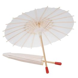 Umbrellas White Bamboo Paper Manual Craft Oiled Papers Umbrella Diy Creative Blank Painting Bride Wedding Parasol Drop Delivery Home Dh81L