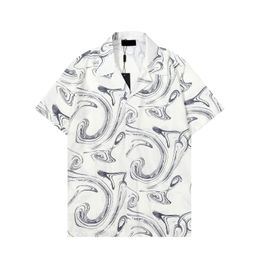 Mens designer luxury dress Shirts silk Shirt Luxury Clothes Short Sleeve letter clowers print Casual Summer collar mens mix colors Size M-3XL A31