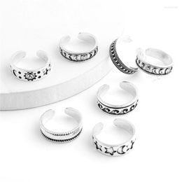 Cluster Rings 7Pcs Vintage Hollow Carved Star Moon Toe Kits Adjustable Open Finger Ring For Women Boho Beach Foot Jewelry