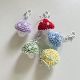 Keychains Cute Mushroom For Car Keys Fashion Knitted Weaved Handmaking Korean Women Bag Pendant Keyring Wholesale