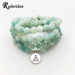 Bracelets Ruberthen 2021 New Design AB+ite Mala Beads Bracelet Trendy Yoga Necklace High Quality Handmade Natural Stone Bracelet