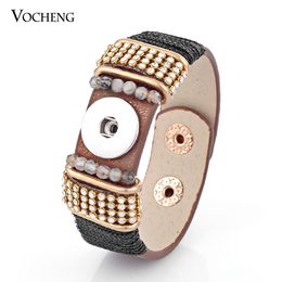 Bangles 10pcs/lot 18mm Vocheng Snap Button Charms Bracelet PU Leather Jewellery NN305*10 Free Shipping