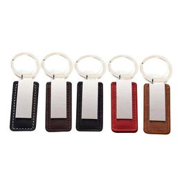 Keychains Lanyards Leather Car Stainless Steel Keychain Lage Decoration Key Chain Diy Keyring Pendant 5 Colours Drop Delivery Fashi Dhrnh