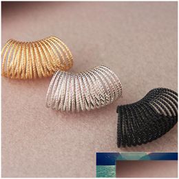 Band Rings 1Pc Funny Threaded Spring Alloy Women Fashion Black Golden Long Finger Jewelry Ring Punk Gifts Factory Price Expe Dhgarden Dhwgy