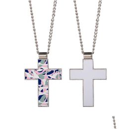 Pendant Necklaces Sublimation Blank Cross Necklace Personalised Heat Transfer Metal Hip Hop Fashion Jewellery Drop Delivery Pendants Dh2W8