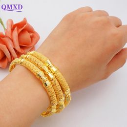 Bangle 3Pcs/lot Dubai Gold Colour Bangles For Women Indian Bracelet African Famous Charm Ethiopian Hawaiian Bridal Jewellery Party Gift