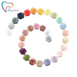 Crystal 50 PCS Silicone 14 MM Icosahedron Beads BPA Free Baby Teething Cute Chewable Teether Rodents DIY Jewelry Accessories