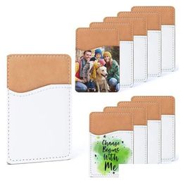 Party Favour Creative Sublimation Blank Leather Mobile Phone Stickers Heat Transfer Diy Card Holder Id Storage 9.7X6.6Cm Drop Deliver Dhjm3