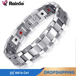 Bracelets Rainso Luxury Healthy Bracelet With Magnet Trendy Unisex Bio Energy Titanium Bangle Bracelet Viking Lover Friendship Bracelets