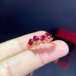 Rings 100% Natural Ruby Ring for Daily Wear3mm*4mm Real Ruby Silver Ring 925 Silver Ruby Jewellery Gift for Woman