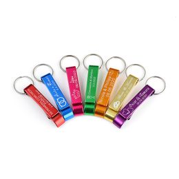 Other Event Party Supplies 20pcsPersonalized Engraved Portable Bottle Openers Key Chain Wedding Favours Baby Shower els Restaurant Christmas Customised 230522