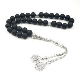 Clothing Natural Frosted Black Agates 33 Tasbih Muslim misbaha Man's Onxy prayer beads 33 66 99beads stone Rosary