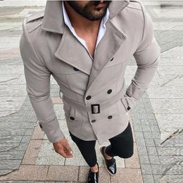 Men's Jackets DIHOPE 2023 Jacket Fashion Slim Fit Long Sleeve Suit Top Windbreaker Trench Coat Men Autumn Winter Warm Button