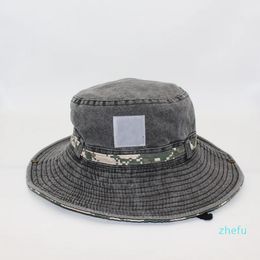 2023-Designer hat washed caps camouflage large outdoor sun shade hat men and women tide pot hat foldable windproof