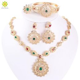 Necklace African Wedding Jewellery Sets High Quality Gold Colour Crystal Rhinstones Bridal Costume Jewellery Sets