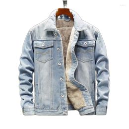 Jackets masculinos homens casuais esbeltos moda moda moda lã grossa inverno jaqueta homens windbreaker cowboy jeans jeans jeans