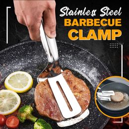 BBQ Tools Accessories Stainless Steel Barbecue Clamp Frying Steak Fried Fish Clip Tong NonStick Grilling Kitchen Drop 230522