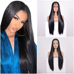 Lace Front Wigs For Women Black Straight Hair Glueless Lace Wigs Long Silk Straight Natural Wig Heat Resistant Fiber With Baby Hair