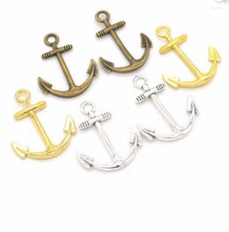 Charms 10pcs/Lot--32 25mm 3 Colors Plated Tiny Anchor Navigation Mini Pendants DIY Supplies Jewelry Making Finding F0486