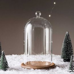 Decorative Objects Figurines Clear Glass Jar Dome Cover Decorative Clear Glass Dome Cloche Bell Cover Fresh Flower Glass Cover for Wedding Party Valentine G230523