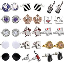 Delicate Jewellery Men's Cufflinks Enamel Crystal Round Wedding Party Cufflink French Shirt Cuff Buttons Boyfriends Gift 2023