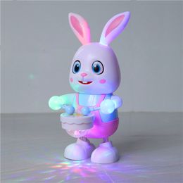 Electronic Pet Toys Robot Rabbit Dancing Sing Song Electronic Bunny Music Robotic Animal Beat Drum With LED Cute Electric Pet Toy Kids Birthday Gift 230523