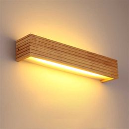 Wall Lamps Modern Japan Style Led Oak Wooden Wall Lamps Bedroom Night Lamp Bathroom Light Home Wall Sconce Solid Wood Wall Light Fixtures G230523