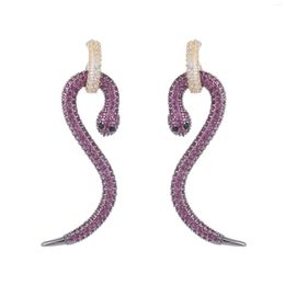 Dangle Earrings Luxurious Bling CZ Snake Drop Korean Fashion Safety Pin Mirco-inlaid Shiny Wedding For Women 2023