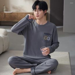 Men's Sleepwear 2023 Style Men's Pyjamas Set Autumn Spring Cotton Male Sets Long Sleeve Top Pant Leisure Dropship