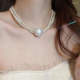 Choker Minar Elegant Imitation Pearl Strand Beaded Necklaces Three Layered Oversized Pearls Acrylic Necklace For Women Jewellery