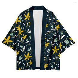 Ethnic Clothing Oversize Shirt Casual Daily Print Flower Japan Yukata Kimono Top Harajuku Adult Haori Cardigan Hawaii Beach Blouse