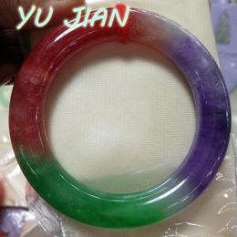 Bangle Explosive Models Rare Red Green Purple Natural Jadeite Bangle Exquisite Round Bars Bracelet Highend Jade Handring Fine Jewellery