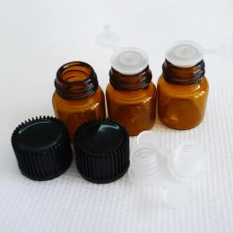 Simple 100 Pcs 1 ML Free Shipping High Quality (16*21) Amber Glass Essential Oil Bottle, Pull Stopper Orifice Reducer & cap