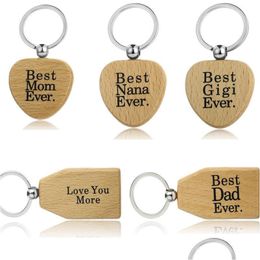 Keychains Lanyards 6 Styles Wooden Keychain Lage Decoration Key Chain Pendant Thanksgiving Gift Keyring Drop Delivery Fashion Acces Dhyej