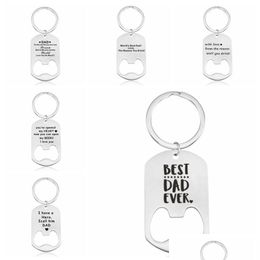 Keychains Lanyards Stainless Steel Keychain Pendant Home Kitchen Corkscrew Beer Bottle Opener Keyring Fathers Day Gift Key Chain D Dhtlc