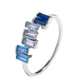 Cluster Rings Seulement Original S925 Sterling Silver Princess Sapphire Light Blue Gemstone Luxury For Women Irregular Jewellery Gifts