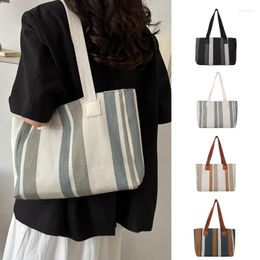 Evening Bags Women Contrast Color Striped Shoulder Bag Casual Tote Large Capacity Shopper Handbag Lady Travel Beach Shopping Underarm