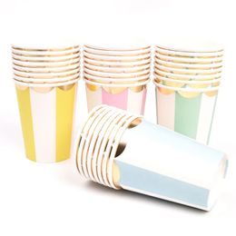 9oz Gold Disposable Cup Disposable Tableware Cups for Baby Shower Birthday Party Tableware Wedding 8pcs/lot