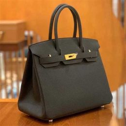 Original Platinum Tote Togo Bag Calf Leather 30 Full Sewing Wax Thread Sewing Women's Leather Luxury Handbag