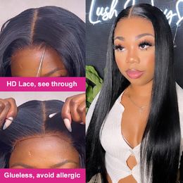 Wear And Go Glueless Human Hair Wig Pre Cut Remy Straight Lace Front Closure Wigs For Women 4x6 Raw Indian Human Wigs