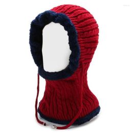 Berets Unisex Men's Earmuffs Hat Beanies Winter Women Plus Woolen Ski Cap Thick Warm Fluff Knitted Beanie Hats For Men