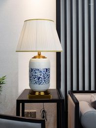 Table Lamps Chinese Villa Living Room Large Desk Lamp Designer Soft Blue And White Porcelain American Classical Bedroom Bedside