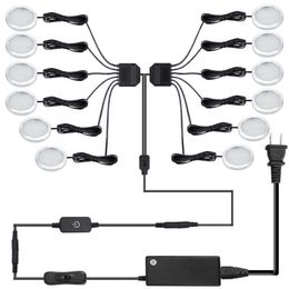 Wall Lamps AIBOO Led Under Cabinet Light white round 3/4/6/8/12 Puck Lighting Kit touch switch dimmer and Plug for under counter Lights G230523