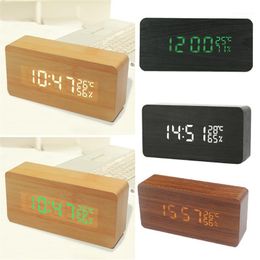 Clocks Accessories Other & LED Wooden Alarm Clock Watch Table Voice Control Digital Wood Despertador Electronic Desktop USB/ Powered Decor1