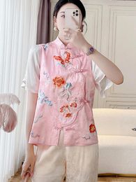 Ethnic Clothing High-end Spring Summer Vest Top Retro Embroidery Butterflies In Love With Flowers Chinese Style Elegant Lady Female S-XXL