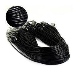 Necklaces Wholesale 100pc/lot DIY Black Leather Chain Necklace Women Handmade Wax Cord Rope Necklace For DIY Jewelry Making Accessories