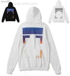 2023 %60 Off Style Trendy Fashion Sweater Painted Arrow Crow Stripe Loose Hoodie Men's and Women's Coatjqm1off T-shirts Offs White 9zal I2mg