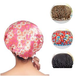 Shower Caps Fashion Leopard Printing Cap Adt Double Environmental Protection Peva Waterproof Shampoo Bathroom Supplies Drop Delivery Dhflj