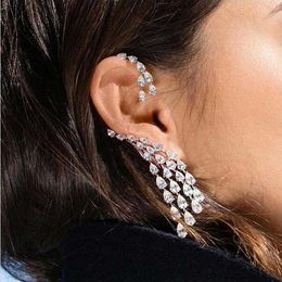 Earrings Designer For Women Trend Luxury Single Piece phoenix tail shape Ear Cuff AAA Cubic Zirconia A Master Piece Clip Earring Women Jewellery