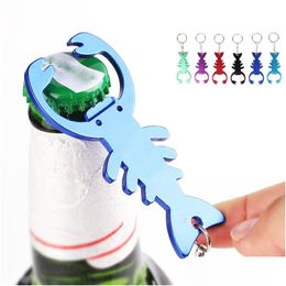 Openers 6 Colors Crayfish Beer Bottle Opener Keychain Pendant Portable Aluminum Alloy Corkscrew Household Kitchen Bar Supplies Drop Dhgjl